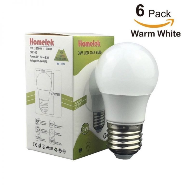 (6 Pack) Homelek 3W Led Light Bulbs Equivalent To 25W E26 Base G45 Bulb 250 L..