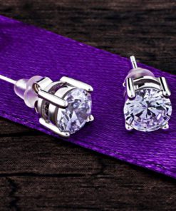 Alternative view of J.Rose Fine Sterling Silver Cubic Zirconia Round Cut Studs Earrings For Mens ..