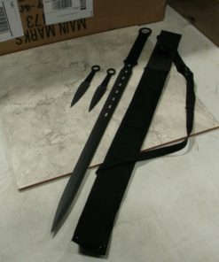 Alternative view of Rogue River Tactical Three Piece Black Ninja Machete Sword With 2 Throwing Kn..