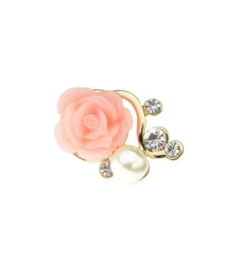 Alternative view of Rbenxia Girl Sweet Rose Rhinestone Pearl Eardrop Earring Stud Peach