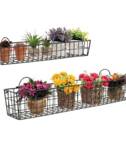 Set Of 2 Gray Country Rustic Wall Mounted Openwork Metal Wire Storage Basket .. 5 57 fe5cf189 b9a3 4e07 ab40 1ace2aef8865