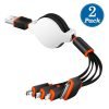 (2 Pack) USB Cable, Premium Quality 4 in 1 Multiple USB Charging Cable Adapter Connector with Micro USB/Mini USB Ports Compatible with Phone Pad, LG, Samsung, and More 15 61 Rcci 7yL