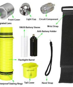 Alternative view of HeCloud 2 Pack LED XM-T6 Professional Diving Flashlight with Battery Charger, Bright LED Submarine Light Scuba Safety Lights Waterproof Underwater Torch for Outdoor Under Water Sports (Yellow)