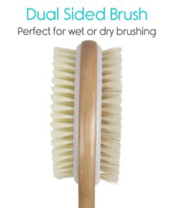 Alternative view of Vive Shower Brush - Dry Skin Body Exfoliator - Shower and Bath Scrubber For Wash Brushing, Exfoliating, Cellulite, Foot Scrub, Leg Exfoliant w/Soft and Stiff Massage Bristles - Wooden Long Handle