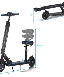 Goplus Foldable Electric Scooter, Adjustable Kick Scooter, Speed Up to 15.5MPH - 12.5 Mile Range of Riding w/ 5.2Ah 36V Lithium Battery, Suitable for Riders Under 220lbs 14 617 clKTt L