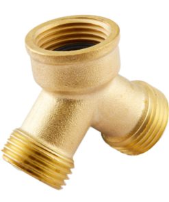 Litorange (2 Pack) Solid Brass Lead Free Body Backyard 2 Way Y Valve Garden Hose Connector MHT 3/4" Inch Thread Splitter Adapter + 4 Silicone Hose Washers 2 Pack 12 617m1U32hjL