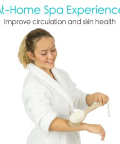 Vive Shower Brush - Dry Skin Body Exfoliator - Shower and Bath Scrubber For Wash Brushing, Exfoliating, Cellulite, Foot Scrub, Leg Exfoliant w/Soft and Stiff Massage Bristles - Wooden Long Handle 16 61Chndy8UxL