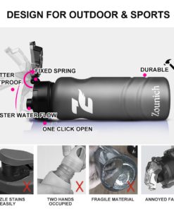 Sports Water Bottle with Time Marker 16 oz, 24 oz, 32 oz Large-1 liter,40oz,BPA free, Small Kids Water Bottle, Leak proof & with Filter & Lockable Lid,for Bike, Cycling,Running,Camping,Gym,Outdoor grey 700ml/25oz 12 61FBMfZpoVL 2