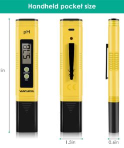 Digital PH Meter, VANTAKOOL PH Meter 0.01 PH High Accuracy Water Quality Tester with 0-14 PH Measurement Range for Household Drinking, Pool and Aquarium Water PH Tester Design with ATC (Blue) (yellow) 12 61I7r7NlcCL