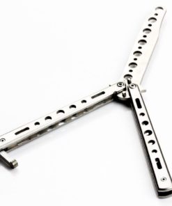 Alternative view of Silver Metal Practice Balisong Butterfly Knife Trainer