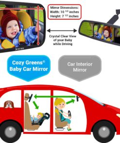 COZY GREENS Baby Car Mirror - Most Stable - View Infant in Rear Facing Seat - 100% Lifetime Satisfaction Guarantee - Safety Crash Tested & Shatterproof - Back Seat Backseat Crystal Clear View 11 61JQ2BP5c L