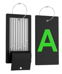 Luggage Tag Initial Bag Tag - Fully Bendable Tag w/Stainless Steel Loop A ( Green) 9 61JfhVf1tPL