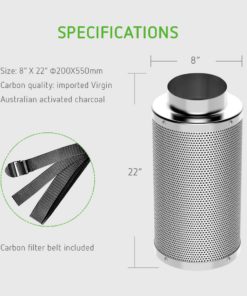 VIVOSUN 8 Inch Air Carbon Filter Odor Control with Australia Virgin Charcoal for Inline Fan, Grow Tent Odor Scrubber, Pre-filter Included, Reversible Flange 8" x 22" 8 61KkdehJWBL