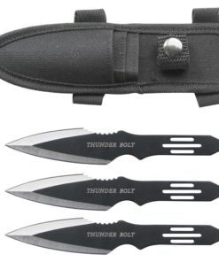 Perfect Point RC-595-3 Thunder Bolt Throwing Knife Set with Three Knives, Black Blades, Steel Handle, 5-1/2-Inch Overall 5.5-Inch Overall