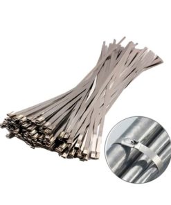 Alternative view of Stainless Steel Zip Ties Exhaust Wrap, TAKSDAI 100pcs 11.8" Metal Locking Wrap Ties Straps Header Wrap Exhaust Wrapping