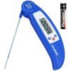 Instant Read Digital Meat Thermometer - Ultra Fast Electronic BBQ and Kitchen Food Thermometer with long probe for Cooking, Grill, Smoker, Candy - Battery Included Blue - $33.95