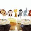Yunko 24 Pcs Cute Decorative Cupcake Muffin Toppers Wild Animals Zoo Zebra Lion Tiger Elephant Giraffe Baby Shower Birthday Party Favors 39 61QBpMxRqhL