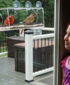 Large Window Bird Feeder: See Through Clear Acrylic Design Provides a Unique In House Birding Experience, 3 Heavy Duty Suction Cups with Hooks Mount to Glass for an Effortless Install, Best Gift Idea! - $26.95