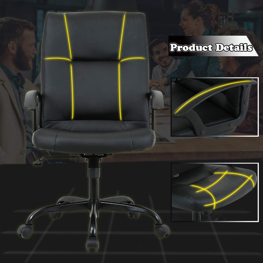 Black PU Leather Ergonomic High Back Executive Best Desk Task Office Chair - $77.95