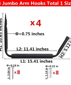 Heavy Duty Garage Indoor Kayak Storage Hooks Hanger, Wall Mounted Utility Hanging Cradle Rack for Canoe Paddle Board, Surfboard,Snow Board,Ski Board, Ladder, Folding Chairs, Bicycle and Tools(4 Pack, 7 61asO4dbiAL