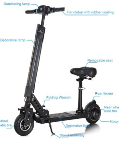 Goplus Foldable Electric Scooter, Adjustable Kick Scooter, Speed Up to 15.5MPH - 12.5 Mile Range of Riding w/ 5.2Ah 36V Lithium Battery, Suitable for Riders Under 220lbs 11 61dbRPJViBL