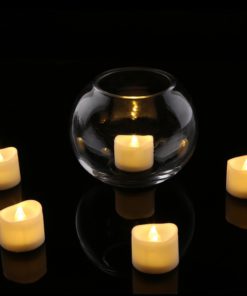 Homemory Realistic and Bright Flickering Bulb Battery Operated Flameless LED Tea Light for Seasonal & Festival Celebration, Pack of 12, Electric Fake Candle in Warm White and Wave Open Dia1.4" x H1.25" 10 61dkv3d MvL