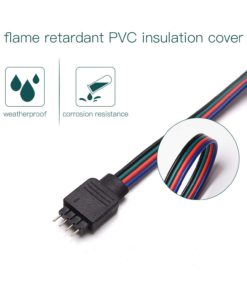 RGB Light Strip Connector JACKYLED 10mm Wide LED 5050 Strip to Power Adaptor Cable Wire 4 Conductor Strip to Controller Jumper Solderless Clamp for 5050 LED Strip Light 7-Pack Fireproof Material 9 61f WeJYqTL