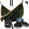 Bigfoot Outdoor “Gravity” Double Tree Hammock Suspension System - w/XL Straps - 34 Loops Total - Over 10.6 feet Long - 6.6 feet Wide - 4 Steel Carabiners + Strap Carrying Pouch Dark Green