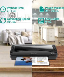 JZBRAIN Laminating Machine, Laminator Machine A4 Maxinmum, Quick Warm-up, Hot & Cold Fast Lamination (Black) Black 9 61g ifShbjL