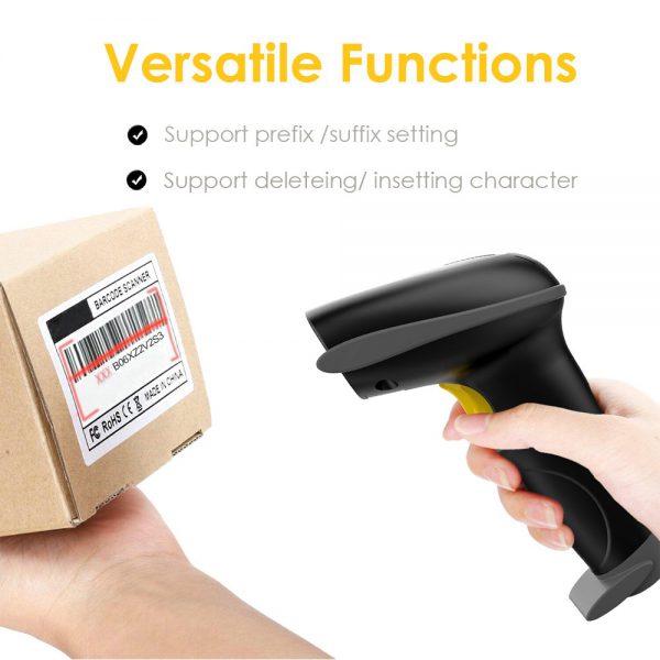NADAMOO Wireless Barcode Scanner 328 Feet Transmission Distance USB Cordless 1D Laser Automatic Barcode Reader Handhold Bar Code Scanner with USB Receiver for Store, Supermarket, Warehouse - $41.95