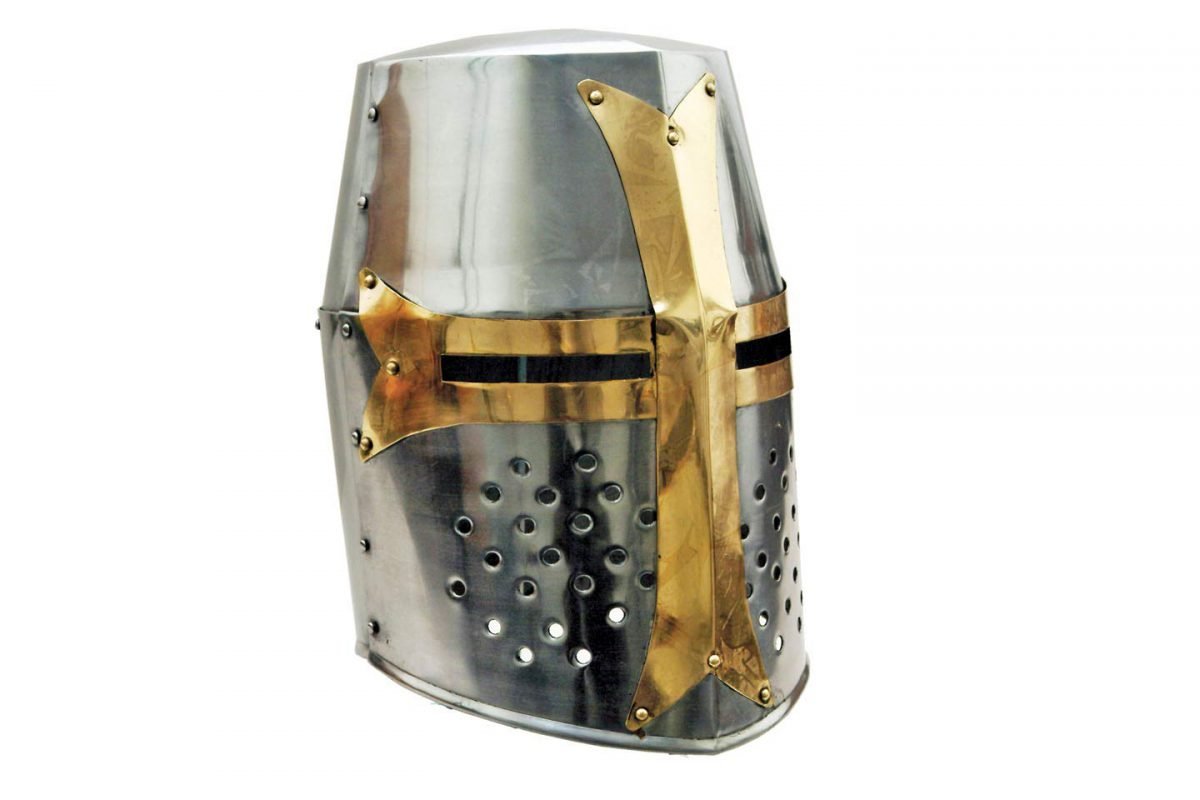 SZCO Supplies Brass Crusader Helmet - Swiftsly