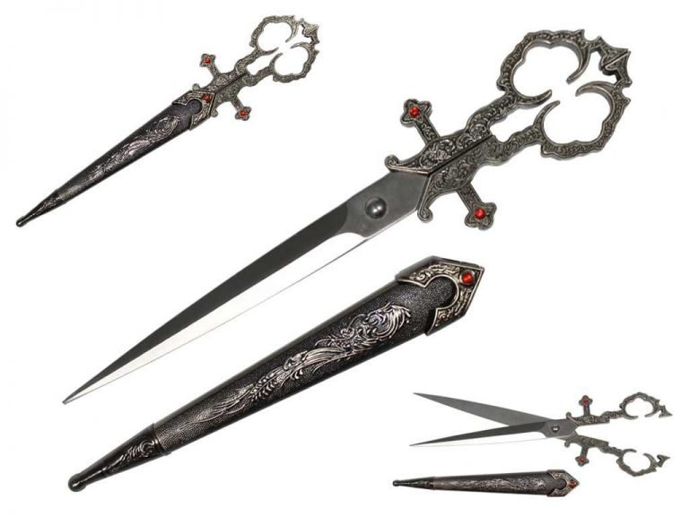 Medieval Renaissance Scissors Bodice Dagger Dirk Knife Silver