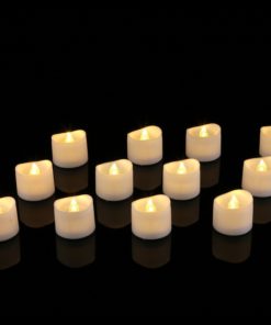 Alternative view of Homemory Realistic and Bright Flickering Bulb Battery Operated Flameless LED Tea Light for Seasonal & Festival Celebration, Pack of 12, Electric Fake Candle in Warm White and Wave Open Dia1.4" x H1.25"