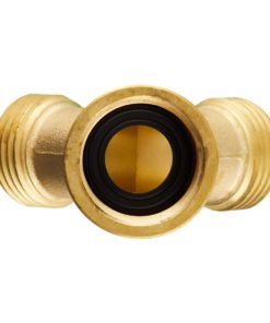 Litorange (2 Pack) Solid Brass Lead Free Body Backyard 2 Way Y Valve Garden Hose Connector MHT 3/4" Inch Thread Splitter Adapter + 4 Silicone Hose Washers 2 Pack 9 61nBZz38tCL