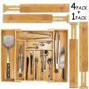 Monpearl 5 Set Bamboo Drawer Dividers, Kitchen Drawer Organizer, Adjustable Drawer Divider Organizer, Bamboo Wood Utensil Drawer Organizer for Kitchen, Dresser, Bedroom, Bathroom, with Non-Slip Pads 64 61nvCS2Bg 5L