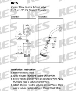 KES Shower Head Shut-Off Valve Brass with Metal Handle Polished Chrome, K1140B3 10 61rhHBDrCvL