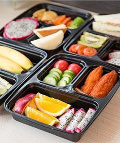 Green vege Bento 3 Compartment Meal Prep Food Storage Reusable Lunch Containers,10 Pack,Black - $19.95