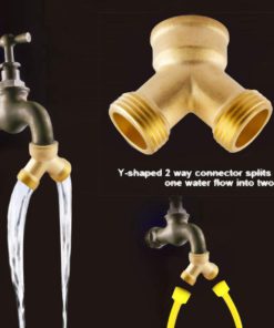 Litorange (2 Pack) Solid Brass Lead Free Body Backyard 2 Way Y Valve Garden Hose Connector MHT 3/4" Inch Thread Splitter Adapter + 4 Silicone Hose Washers 2 Pack 13 61uLwER12uL