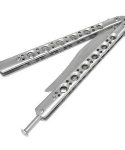 Alternative view of 8.5" Silver Practice Balisong Butterfly Trainer with No Offensive Blade