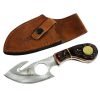 New Bone Collector BC 794 3 Colors Fixed Blade Skinning Knife with Leather Sheath 7 Inch Overall Red Yellow Blue Full Tang Saw Tooth Blade Black, Brown