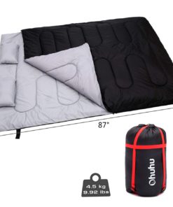 Ohuhu Double Sleeping Bag with 2 Camping Pillows, Waterproof Lightweight 2 Person Adults Sleeping Bag for Camping, Backpacking, Hiking, Bonus Carrying Bag Black 13 61xk2h2Ba7aL