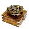 5" Triangular Beautiful Nautical Sundial Compass with Level Meter Encased in Genuine Rosewood Anchor Inlaid Case Maritime Decor Gifts