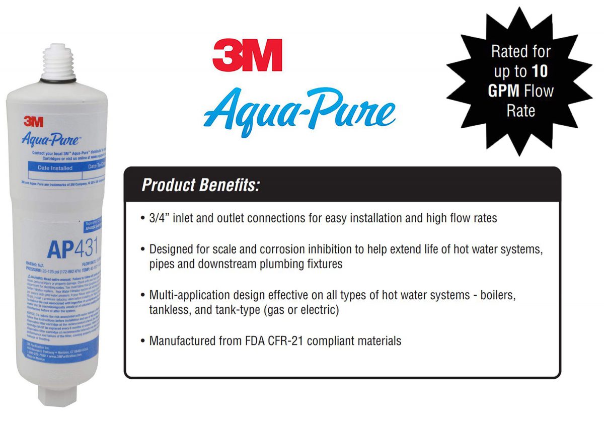 3M AquaPure AP431 Scale Inhibition Replacement Cartridge, Easy Change High Capacity Water Filter for AP430SS Replacement Water Filter - $33.95