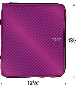 Five Star 2 Inch Zipper Binder, 3 Ring Binder, 6-Pocket Expanding File, Durable, Berry Pink/Purple (72540) 08 Berry Pink/Purple - $25.95