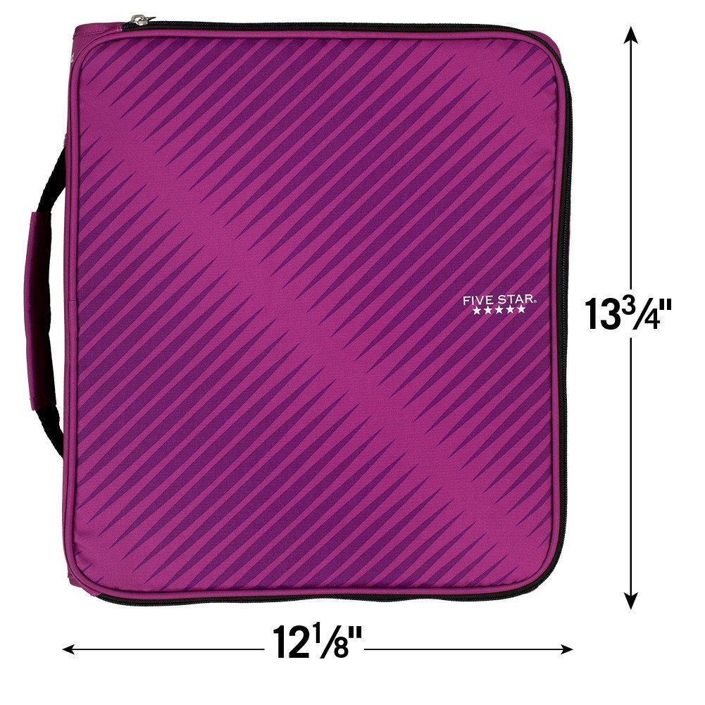 Five Star 2 Inch Zipper Binder, 3 Ring Binder, 6-Pocket Expanding File, Durable, Berry Pink/Purple (72540) 08 Berry Pink/Purple - $25.95