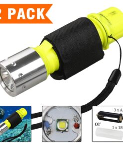 HeCloud 2 Pack LED XM-T6 Professional Diving Flashlight with Battery Charger, Bright LED Submarine Light Scuba Safety Lights Waterproof Underwater Torch for Outdoor Under Water Sports (Yellow) 14 7129A91UsDL