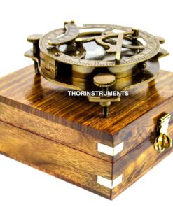 Alternative view of 5" Triangular Beautiful Nautical Sundial Compass with Level Meter Encased in Genuine Rosewood Anchor Inlaid Case Maritime Decor Gifts