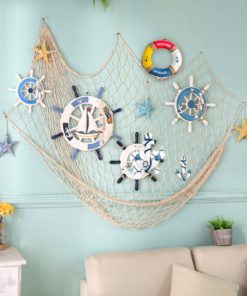 king do way 79inch x 59inch Mediterranean Style Fishing Nets with Sea Shells and Anchor Decorative Background Wall Bar for Home Decoration(White) White 10 71457kJHXEL