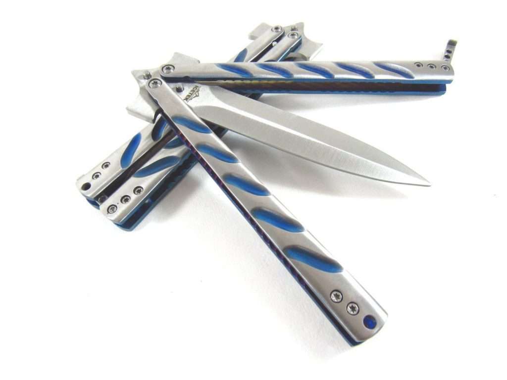 5" Inch Blue Strip Handle Balisong Butterfly Knife Practice Trainer - $18.99