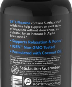 Suntheanine® L-Theanine 200mg (Double-Strength) in Cold-Pressed Organic Coconut Oil; Non-GMO & Gluten Free - 60 Liquid Softgels 10 715Oamn6QOL